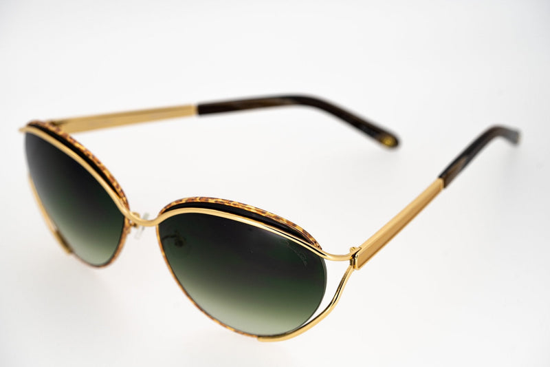 Oscar De La Renta Sunglasses Oval Frame Gold Amber With Green Graduated Lenses Category 3 ODLR61C1SUN - WatchPilot