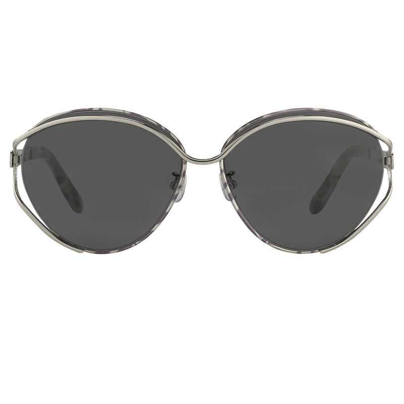 Oscar De La Renta Sunglasses Oval Frame Silver Black White With Grey Lenses Category 3 ODLR61C3SUN - WatchPilot