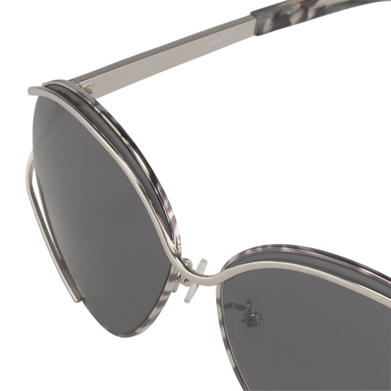 Oscar De La Renta Sunglasses Oval Frame Silver Black White With Grey Lenses Category 3 ODLR61C3SUN - WatchPilot