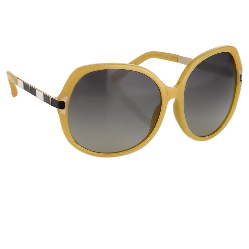 Oscar De La Renta Sunglasses Oversized Frame Beige Enamel Arms and Grey Lenses - ODLR22C4SUN - WatchPilot