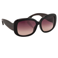 Oscar De La Renta Sunglasses Oversized Frame Black Wood and Burgundy Graduated Lenses ODLR25C1SUN - WatchPilot