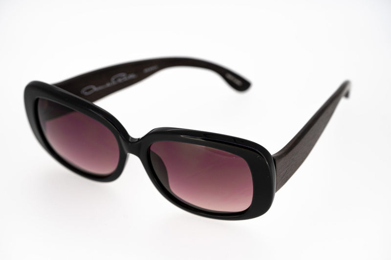 Oscar De La Renta Sunglasses Oversized Frame Black Wood and Burgundy Graduated Lenses ODLR25C1SUN - WatchPilot