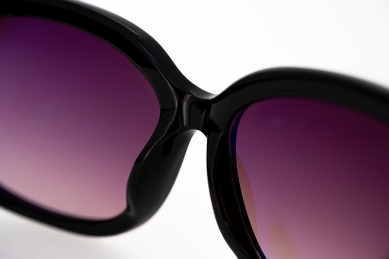 Oscar De La Renta Sunglasses Oversized Frame Black Wood and Burgundy Graduated Lenses ODLR25C1SUN - WatchPilot