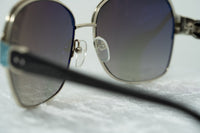 Oscar De La Renta Sunglasses Oversized Frame Light Gold Aquamarine Enamel and Grey Lenses - ODLR50C1SUN - WatchPilot