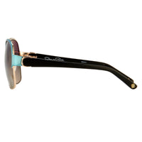 Oscar De La Renta Sunglasses Oversized Frame Light Gold Aquamarine Enamel and Grey Lenses - ODLR50C1SUN - WatchPilot