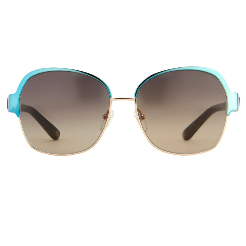 Oscar De La Renta Sunglasses Oversized Frame Light Gold Aquamarine Enamel and Grey Lenses - ODLR50C1SUN - WatchPilot