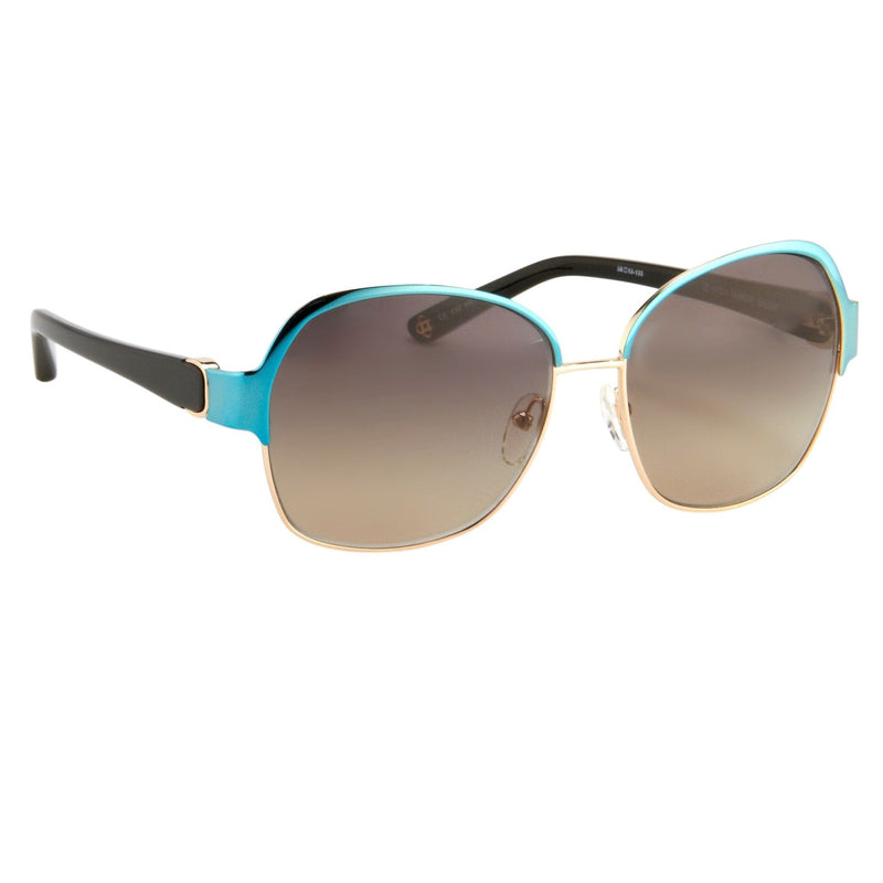 Oscar De La Renta Sunglasses Oversized Frame Light Gold Aquamarine Enamel and Grey Lenses - ODLR50C1SUN - WatchPilot