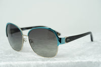 Oscar De La Renta Sunglasses Oversized Frame Light Gold Aquamarine Enamel and Grey Lenses - ODLR50C1SUN - WatchPilot