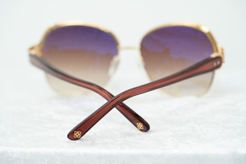 Oscar De La Renta Sunglasses Oversized Frame Russian Gold Red Enamel With Grey Lenses - ODLR50C4SUN - WatchPilot