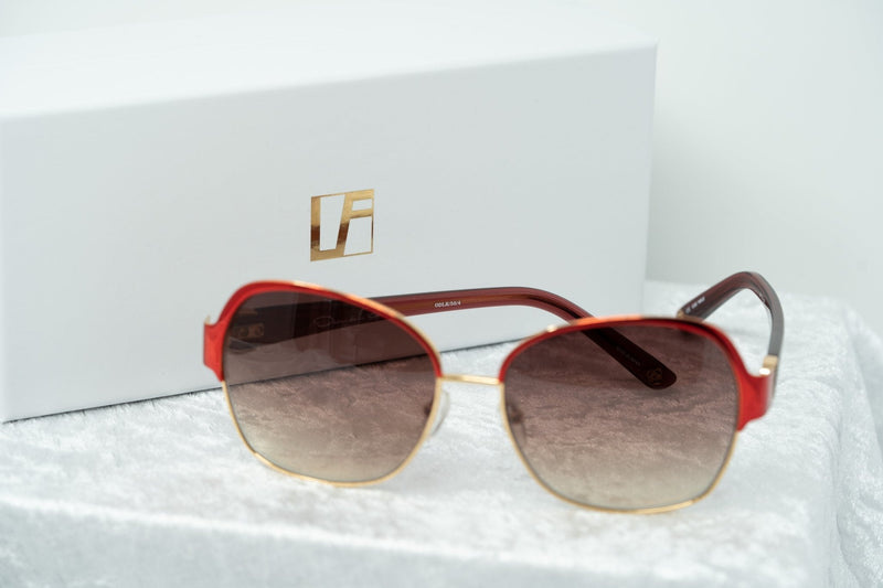 Oscar De La Renta Sunglasses Oversized Frame Russian Gold Red Enamel With Grey Lenses - ODLR50C4SUN - WatchPilot