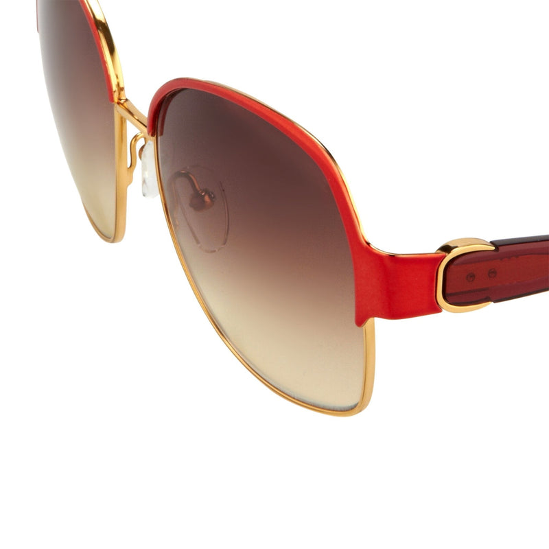 Oscar De La Renta Sunglasses Oversized Frame Russian Gold Red Enamel With Grey Lenses - ODLR50C4SUN - WatchPilot