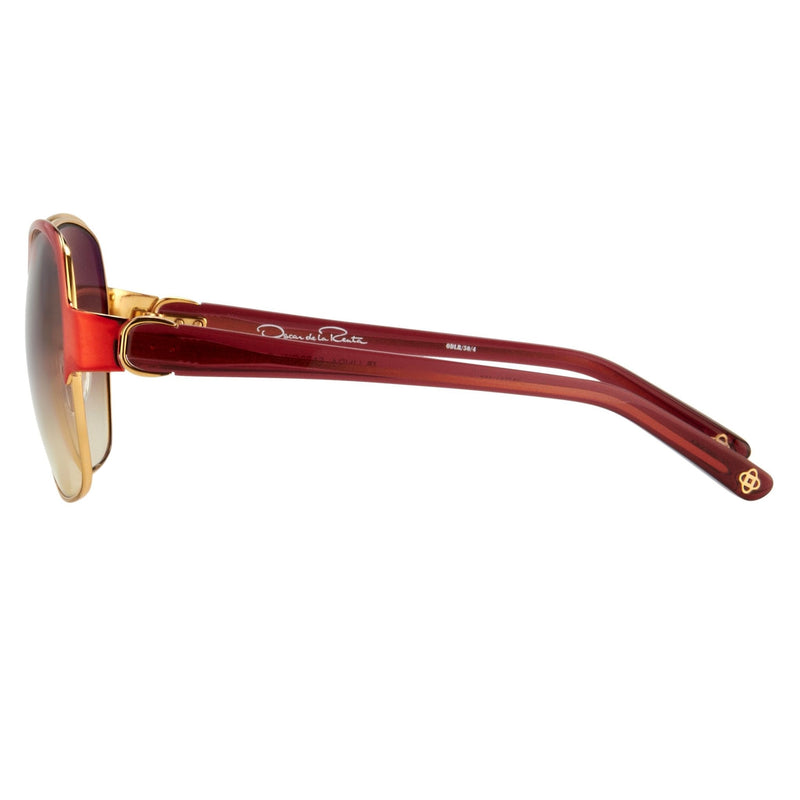 Oscar De La Renta Sunglasses Oversized Frame Russian Gold Red Enamel With Grey Lenses - ODLR50C4SUN - WatchPilot