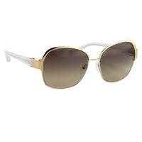 Oscar De La Renta Sunglasses Oversized Frame Silver Light Oyster Enamel With Grey Lenses - ODLR50C3SUN - WatchPilot