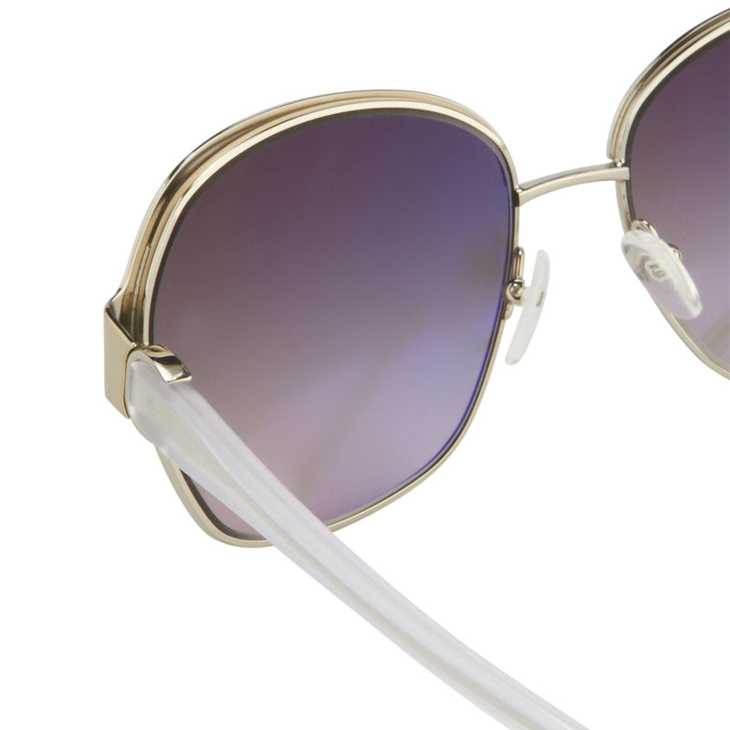 Oscar De La Renta Sunglasses Oversized Frame Silver Light Oyster Enamel With Grey Lenses - ODLR50C3SUN - WatchPilot