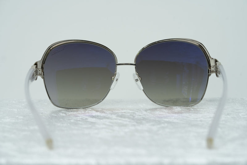 Oscar De La Renta Sunglasses Oversized Frame Silver Light Oyster Enamel With Grey Lenses - ODLR50C3SUN - WatchPilot