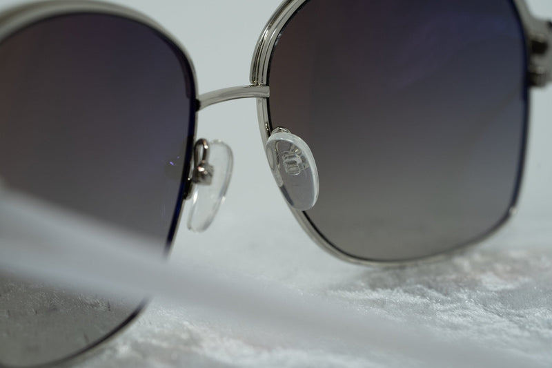 Oscar De La Renta Sunglasses Oversized Frame Silver Light Oyster Enamel With Grey Lenses - ODLR50C3SUN - WatchPilot