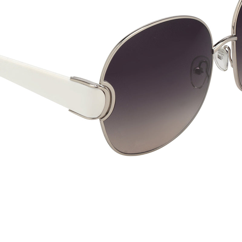 Oscar De La Renta Sunglasses Oversized Frame Silver White and Grey Lenses - ODLR54C3SUN - WatchPilot