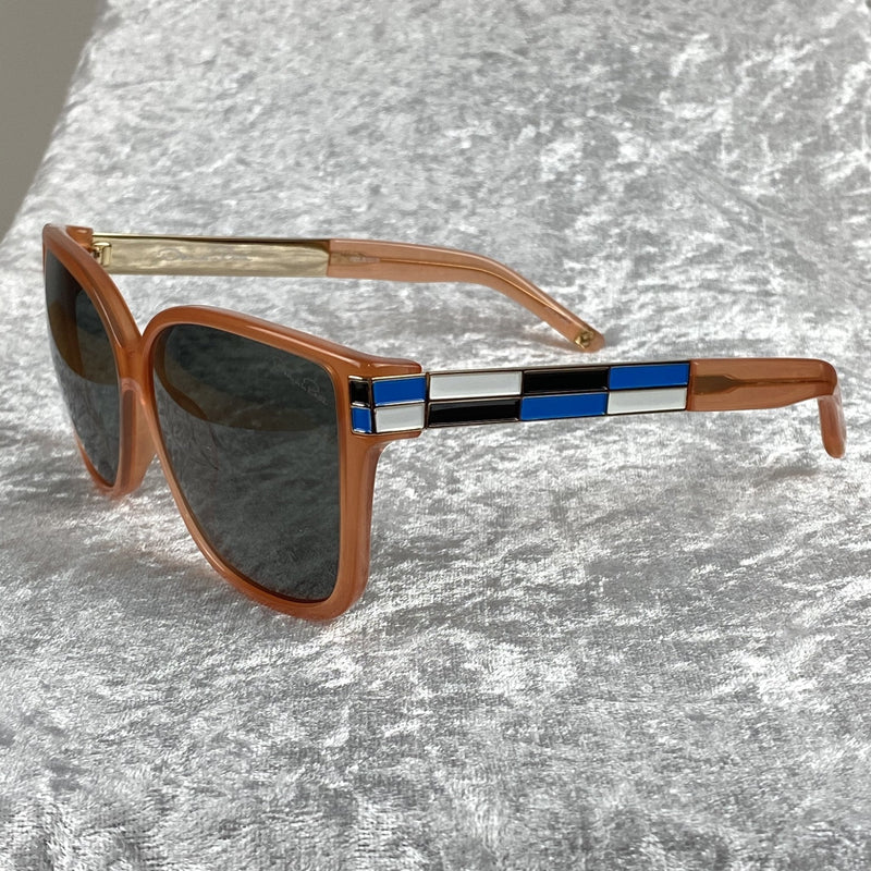 Oscar De La Renta Sunglasses Oversized Orange Enamel Arms and Green Lenses Category 3 - ODLR21C5SUN - WatchPilot