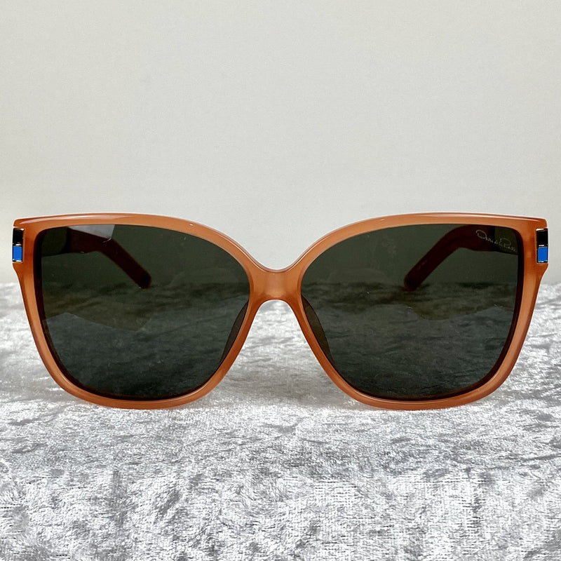 Oscar De La Renta Sunglasses Oversized Orange Enamel Arms and Green Lenses Category 3 - ODLR21C5SUN - WatchPilot