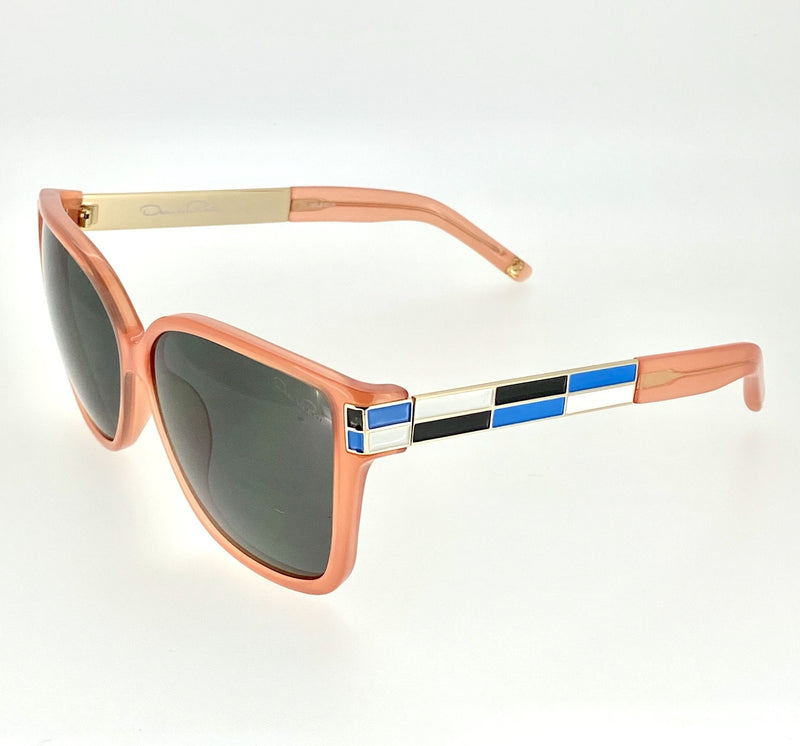 Oscar De La Renta Sunglasses Oversized Orange Enamel Arms and Green Lenses Category 3 - ODLR21C5SUN - WatchPilot