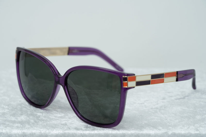 Oscar De La Renta Sunglasses Oversized Purple Enamel Arms and Green Lenses Category 3 - ODLR21C2SUN - WatchPilot