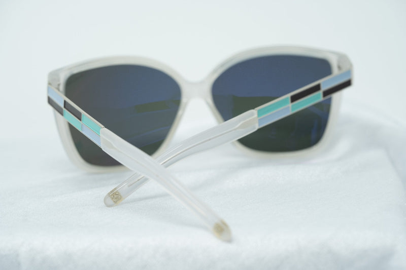 Oscar De La Renta Sunglasses Oversized White Enamel Arms and Green Lenses - ODLR21C6SUN - WatchPilot