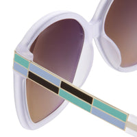 Oscar De La Renta Sunglasses Oversized White Enamel Arms and Green Lenses - ODLR21C6SUN - WatchPilot