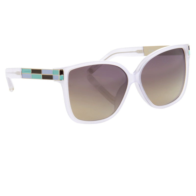 Oscar De La Renta Sunglasses Oversized White Enamel Arms and Green Lenses - ODLR21C6SUN - WatchPilot