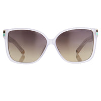 Oscar De La Renta Sunglasses Oversized White Enamel Arms and Green Lenses - ODLR21C6SUN - WatchPilot