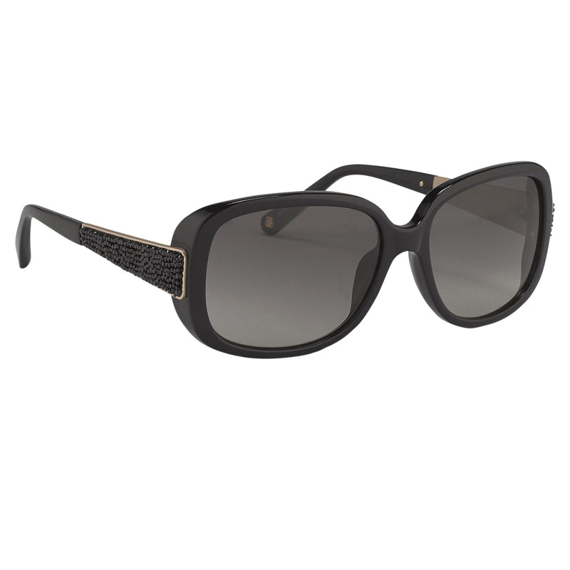 Oscar De La Renta Women Sunglasses Crystals Oversized Frame Black and Grey Graduated Lenses - ODLR64C1SUN - WatchPilot