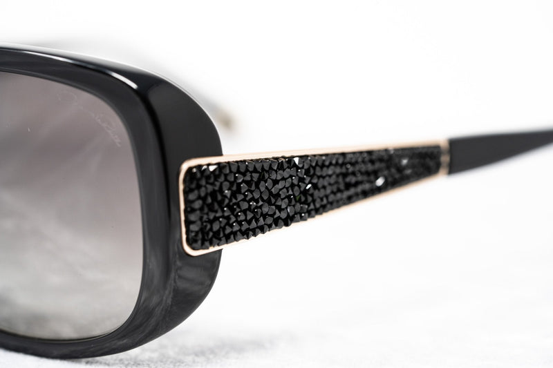 Oscar De La Renta Women Sunglasses Crystals Oversized Frame Black and Grey Graduated Lenses - ODLR64C1SUN - WatchPilot