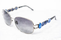 Oscar De La Renta Women Sunglasses Gemstones Oval Shiny Gun Metal and Grey Lenses - ODLR8C6SUN - WatchPilot