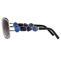 Oscar De La Renta Women Sunglasses Gemstones Oval Shiny Gun Metal and Grey Lenses - ODLR8C6SUN - WatchPilot