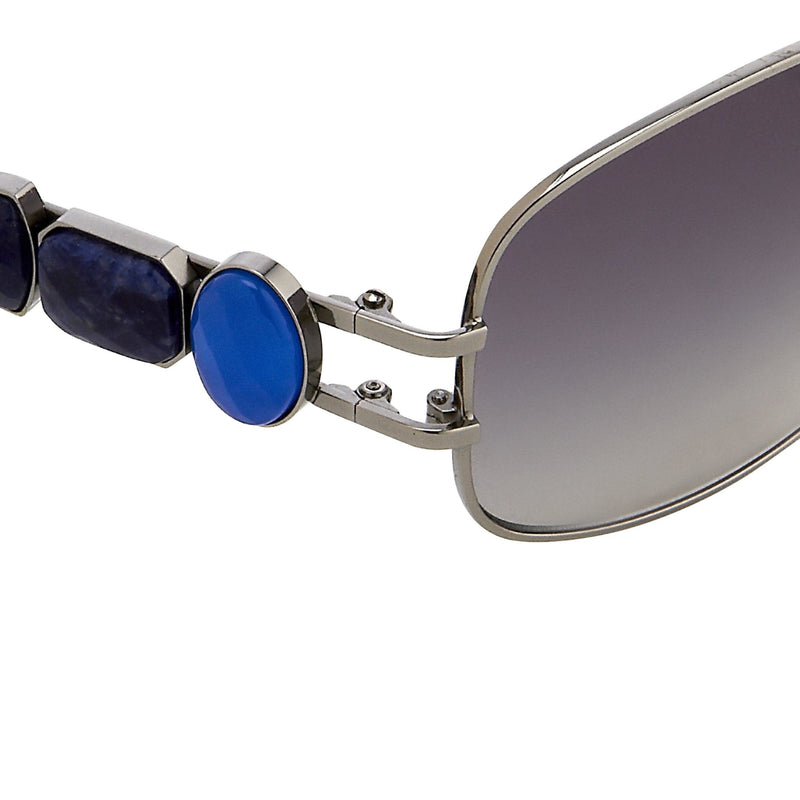 Oscar De La Renta Women Sunglasses Gemstones Oval Shiny Gun Metal and Grey Lenses - ODLR8C6SUN - WatchPilot