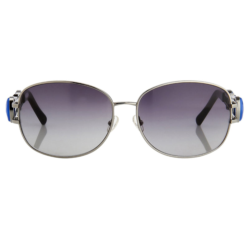 Oscar De La Renta Women Sunglasses Gemstones Oval Shiny Gun Metal and Grey Lenses - ODLR8C6SUN - WatchPilot