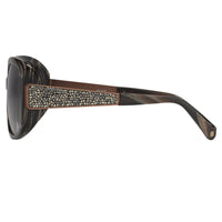 Oscar De La Renta Women Sunglasses Gemstones Oversized Frame Horn Bronze With Grey Graduated Lens ODLR64C2SUN - WatchPilot