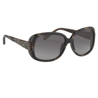 Oscar De La Renta Women Sunglasses Gemstones Oversized Frame Horn Bronze With Grey Graduated Lens ODLR64C2SUN - WatchPilot