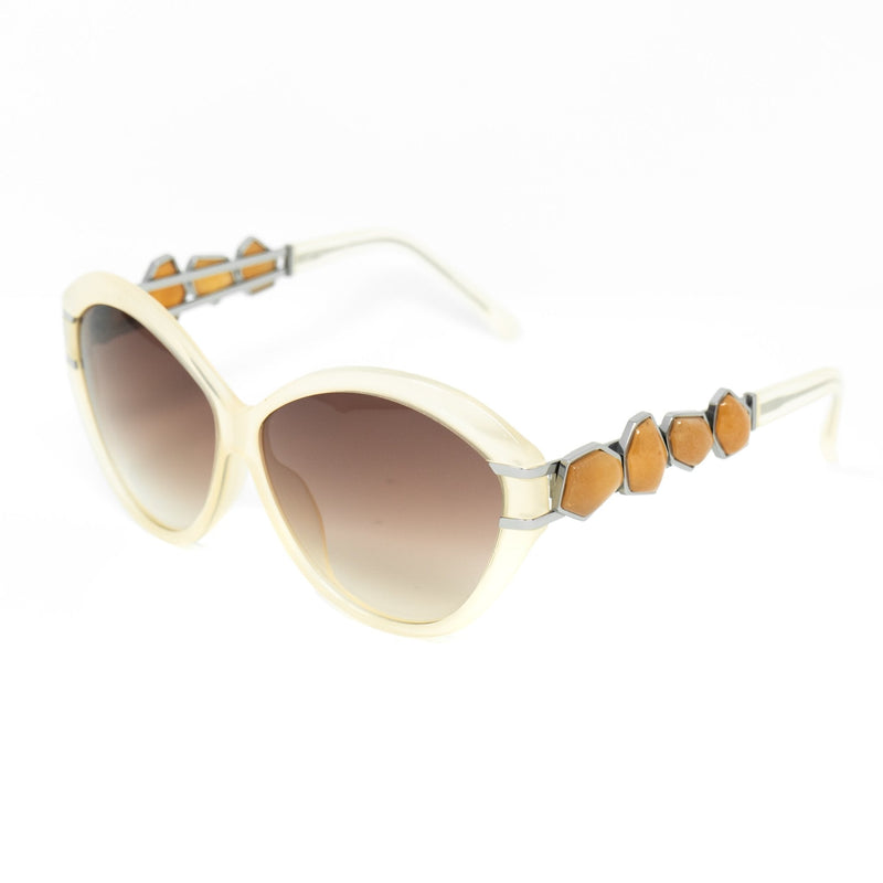 Oscar De La Renta Women Sunglasses Gemstones Oversized Frame Nude and Brown Graduated Lenses - ODLR20C5SUN - WatchPilot