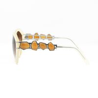 Oscar De La Renta Women Sunglasses Gemstones Oversized Frame Nude and Brown Graduated Lenses - ODLR20C5SUN - WatchPilot