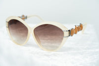 Oscar De La Renta Women Sunglasses Gemstones Oversized Frame Nude and Brown Graduated Lenses - ODLR20C5SUN - WatchPilot