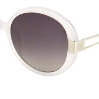 Oscar De La Renta Women Sunglasses Round Ivory White Mother of Pearl and Grey Lenses - ODLR5C8SUN - WatchPilot