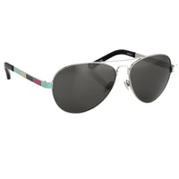 Oscar De La Renta Women Sunglasses Silver Multicoloured Enamel with Dark Grey Lenses Category 3 - ODLR44C6SUN - WatchPilot