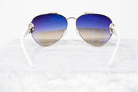 Oscar De La Renta Women Sunglasses White Silver and Dark Grey Lenses Category 3 - ODLR53C3SUN - WatchPilot