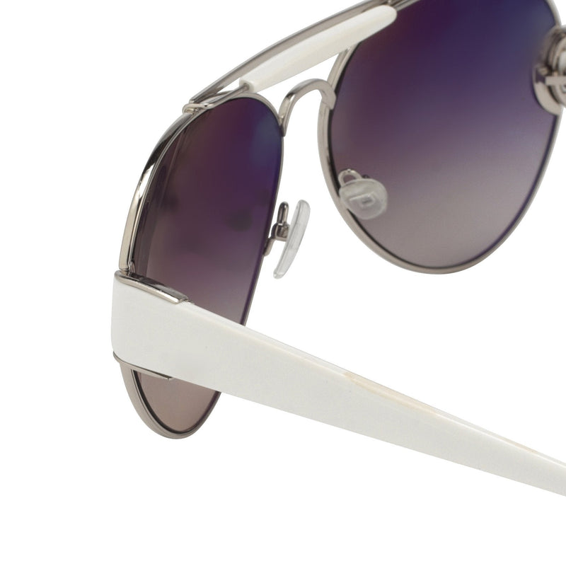 Oscar De La Renta Women Sunglasses White Silver and Dark Grey Lenses Category 3 - ODLR53C3SUN - WatchPilot