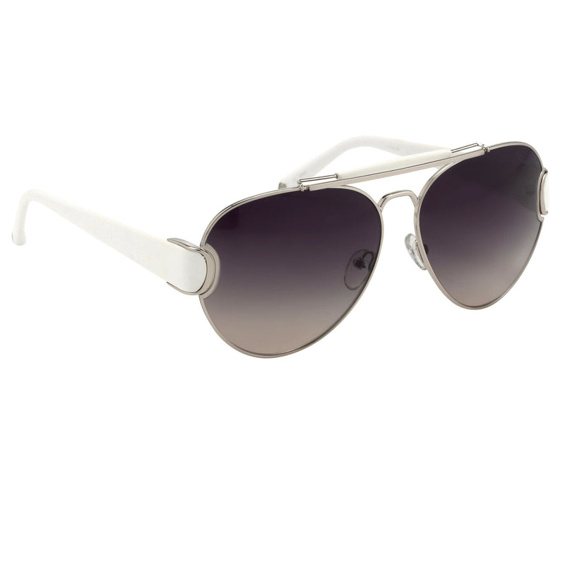 Oscar De La Renta Women Sunglasses White Silver and Dark Grey Lenses Category 3 - ODLR53C3SUN - WatchPilot