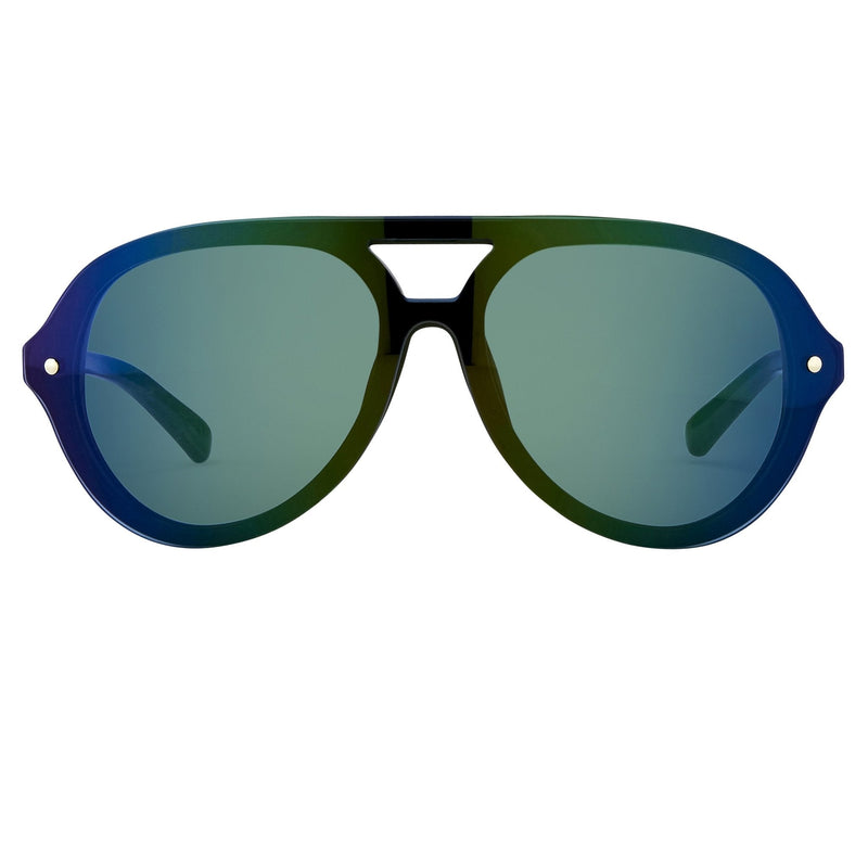 Phillip Lim Sunglasses Aviator Male Hunter Beetle Green CAT3 Dark Tint Green Mirror Lenses - PL117C5SUN - WatchPilot