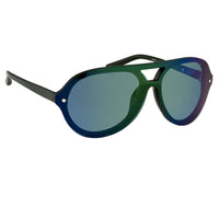 Phillip Lim Sunglasses Aviator Male Hunter Beetle Green CAT3 Dark Tint Green Mirror Lenses - PL117C5SUN - WatchPilot