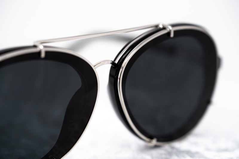 Phillip Lim Sunglasses Black and Silver Aviator with Bang Bang Black Lenses Category 4 - PL170C7SUN - WatchPilot