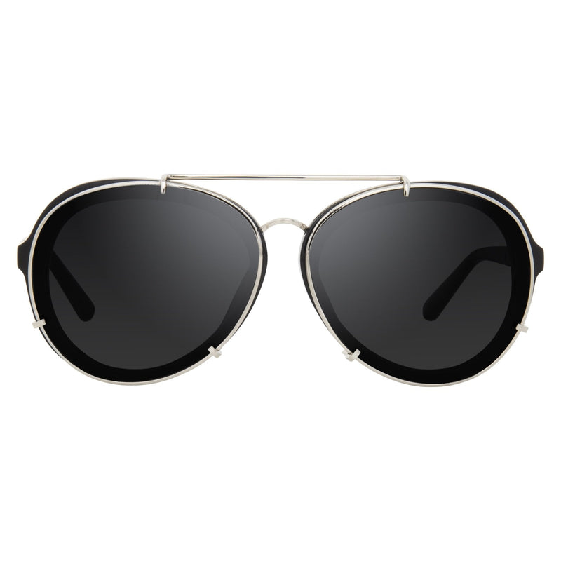 Phillip Lim Sunglasses Black and Silver Aviator with Bang Bang Black Lenses Category 4 - PL170C7SUN - WatchPilot