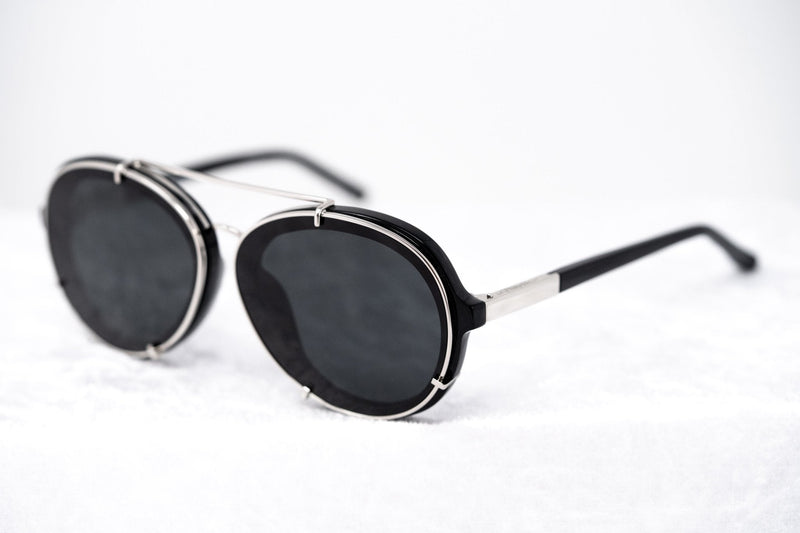 Phillip Lim Sunglasses Black and Silver Aviator with Bang Bang Black Lenses Category 4 - PL170C7SUN - WatchPilot